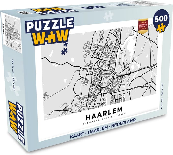 Puzzel Kaart - Haarlem - Nederland - Legpuzzel - Puzzel 500 stukjes