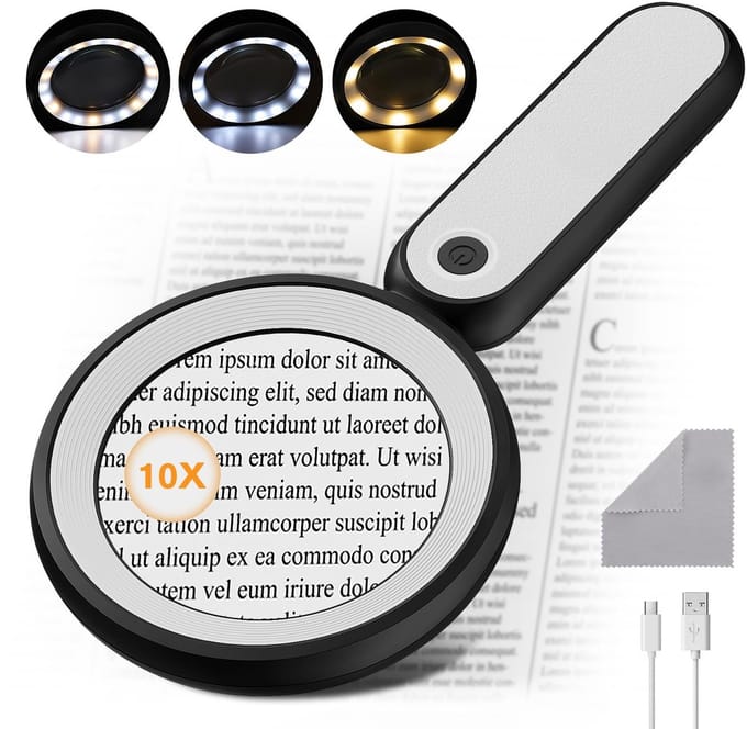 Dailygoods - Handvergrootglas met 21 LED-verlichting en 10x vergroting