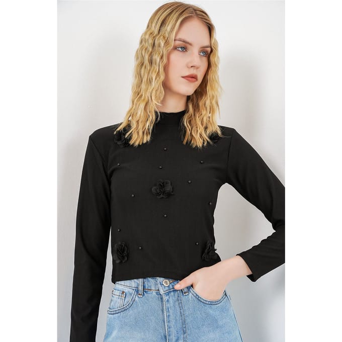 3D Bloemenprint Langemouwen Blouse