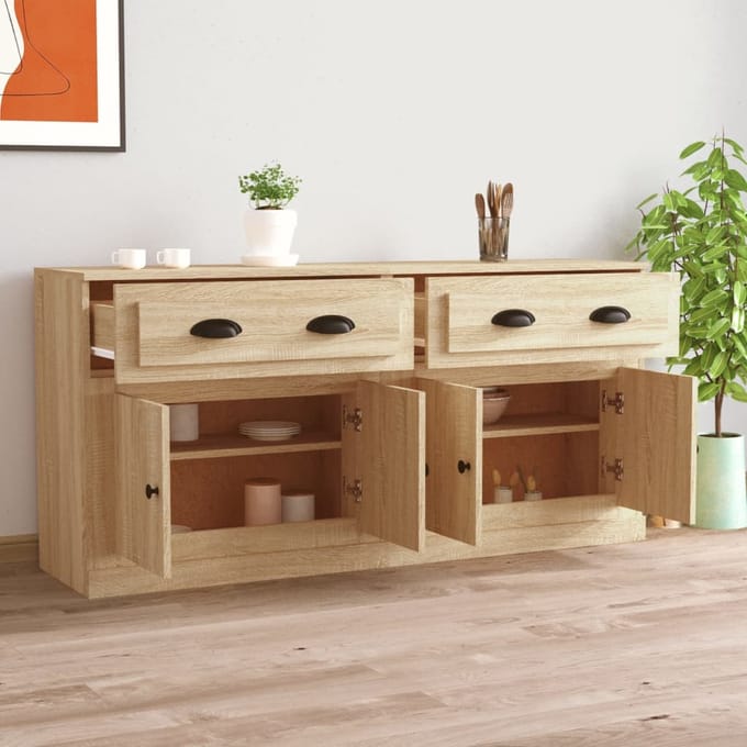 vidaXL - Dressoirs - 2 - st - bewerkt - hout - sonoma - eikenkleurig