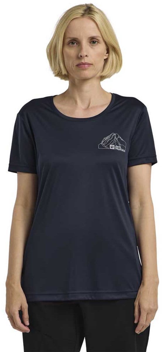 Jack Wolfskin Peak Graphic T-shirt Met Korte Mouwen Blauw M Vrouw