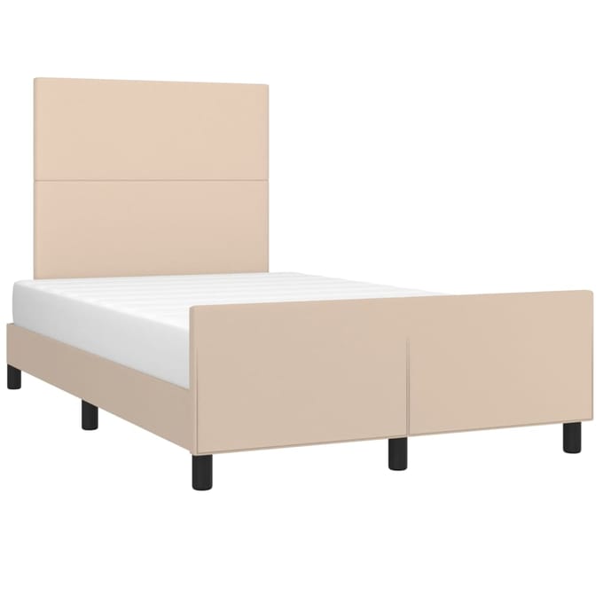 vidaXL - Bedframe - met - hoofdbord - kunstleer - cappuccinokleurig - 120x200 - cm