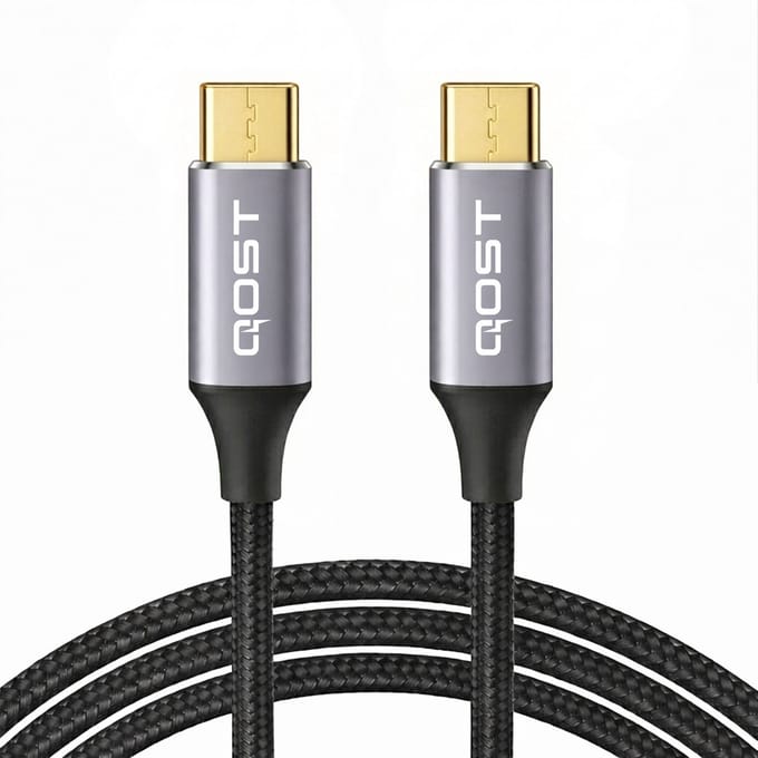 Qost - USB C naar USB C Kabel - USB-C Kabel - 20Gbps - 8K 60Hz Video - 100W (5A/20V) - Snellader & Datasynchronisatie - 1.5 Meter - Spacegrey