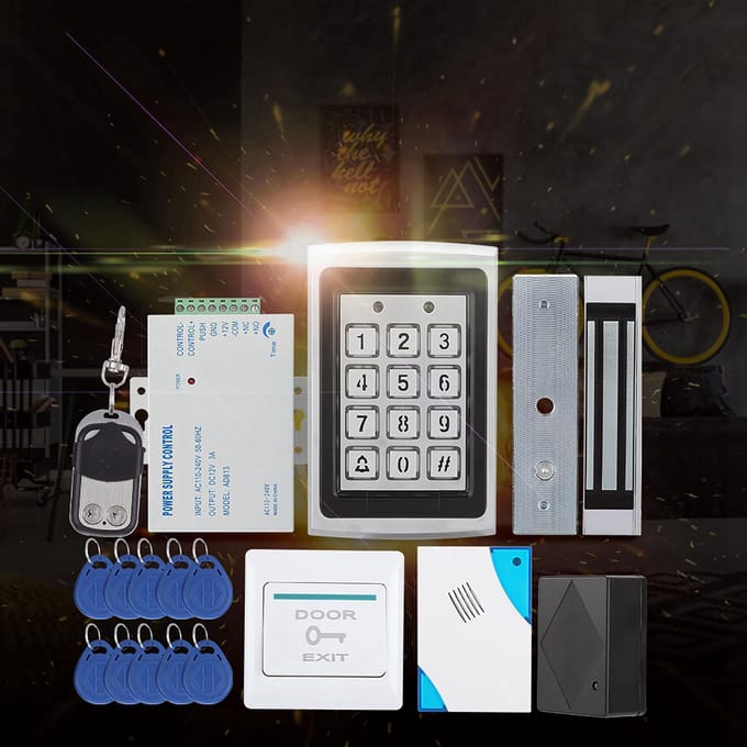 Elektrisch Magnetisch Deurslot Toegangscontrole Kaart Wachtwoord Deur Beveiligingssysteem Kit gray