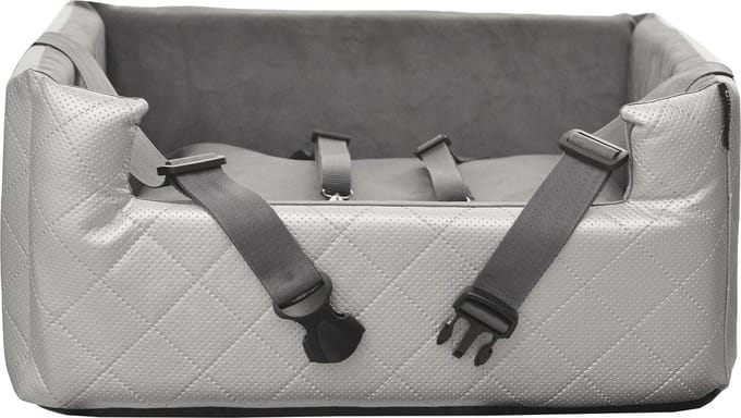 Metallic Silver - Autostoel voor hond- 57x50cm - Wasbaar - Hondenmand Auto - Handgemaakt