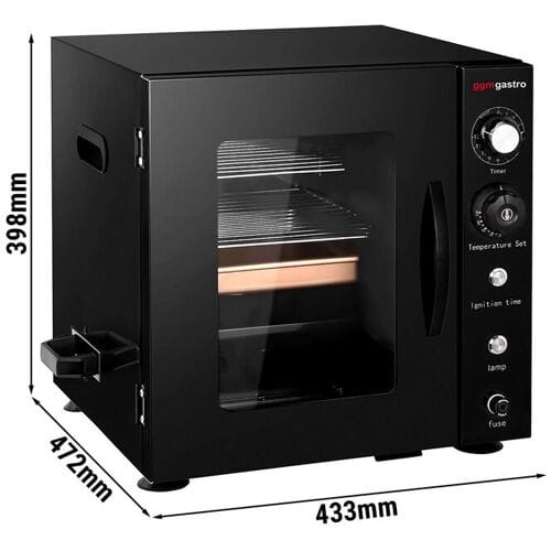 GGM Gastro Mini Räucherofen - Manuell - mit 2 Ablagen & Glastür - Schwarz