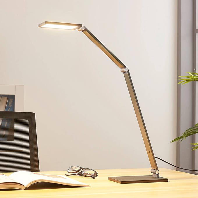 Lucande LED bureaulamp Mion, 41 cm, hoekig, dimbaar