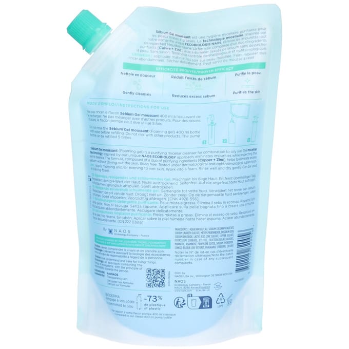 Bioderma Sébium Zuiverende Reinigende Schuimende Gel Eco-Navulling 400 ml