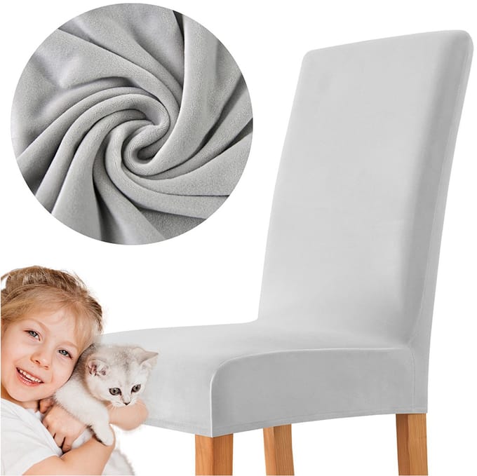 Meble odNowa - Stoelhoes - Grijze Velvet - Elastisch - Waterafstotend