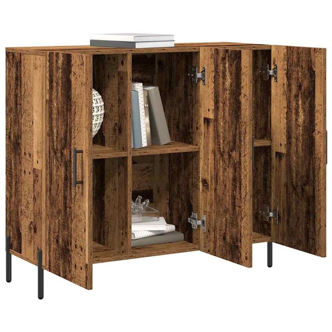 vidaXL Dressoir Oudhout 90 x 34 x 80 cm Bewerkt hout
