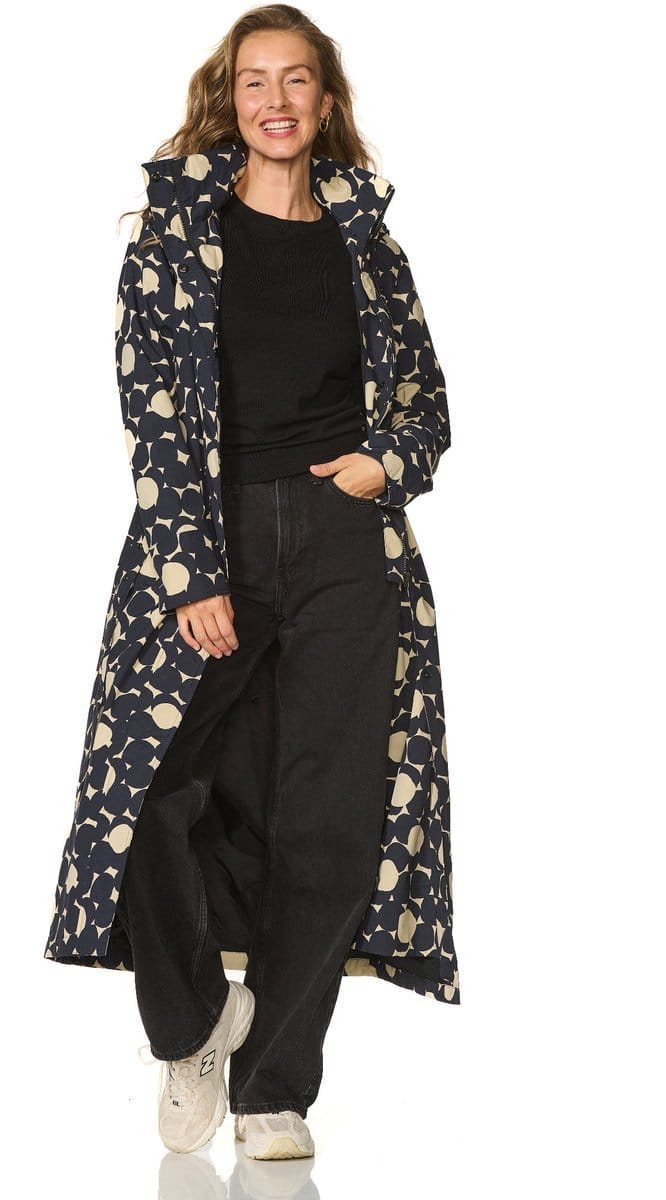 Happy Rainy Days Lange Regenjas Dames Montreal print Aop Beige