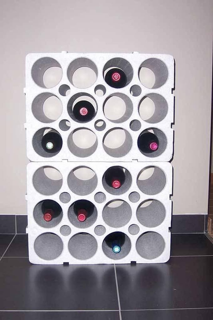 Flessenrek of wijnrek van polystyreen voor 12 flessen