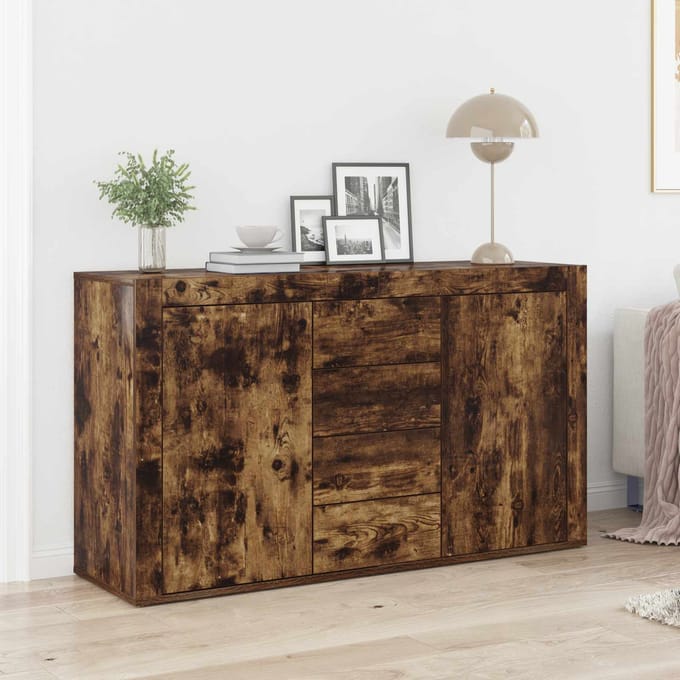 vidaXL - Dressoir - Rook - Eiken - 120 - x - 36 - x - 69 - cm - Bewerkt - hout