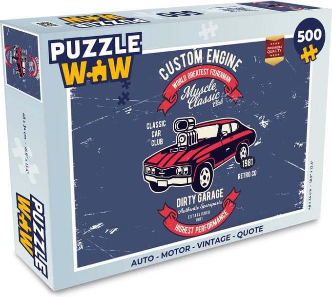 Puzzel Auto - Motor - Vintage - Quote - Legpuzzel - Puzzel 500 stukjes