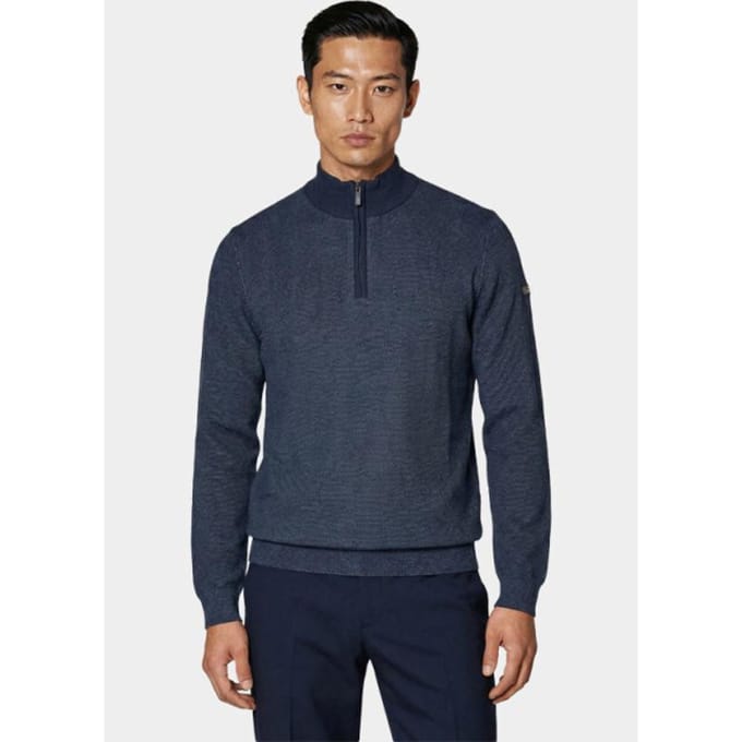 Baileys Half Zip Blauw Pullover 1/2 zip 2-tone Jacq 618450/69