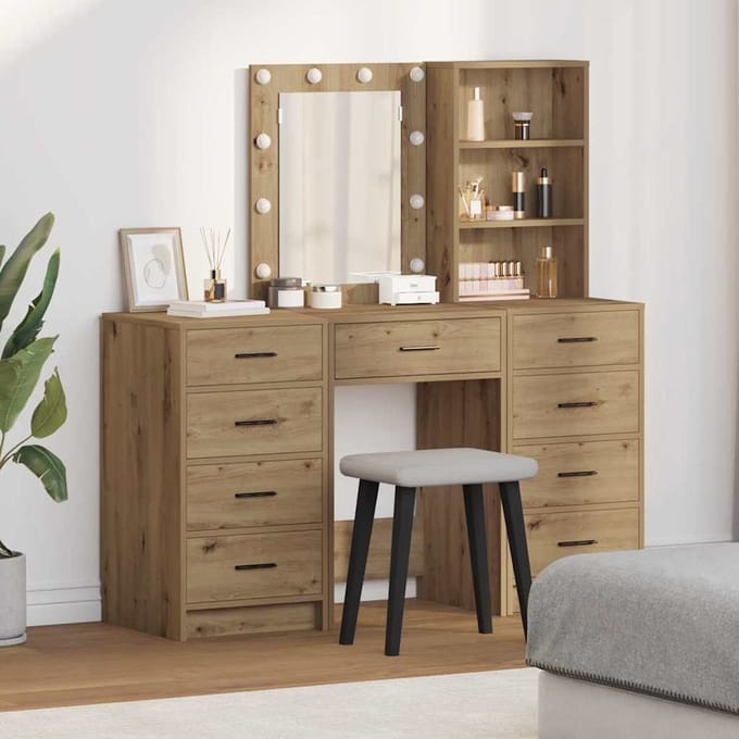 vidaXL - Kaptafel - 3 - st - Bruin - 40 - x - 41 - x - 135 - cm - Bewerkt - hout