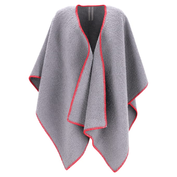 Rick Owens poncho met sierstiksels in grijze wol