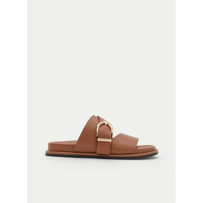 Montevita platte sandalen Politre Camel