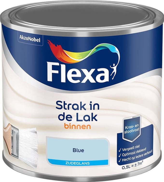 Flexa - Strak In De Lak Binnenlak Zijdeglans - Blue - Mengverf - 500 Ml