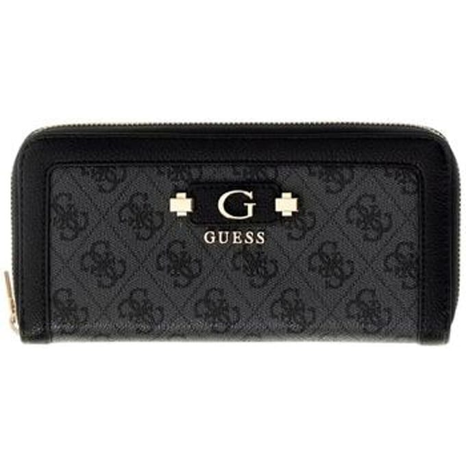 GUESS portemonnee Lindsey SLG Zip Around Wallet Coal Logo donkergrijs