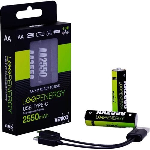 Verico LoopEnergy AA USB-C® 2550mWh Oplaadbare batterij (USB-C) Li-ion 1700 mAh 1.5 V 2 stuk(s)