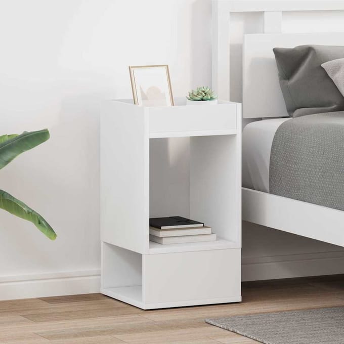 vidaXL - Bijzettafel - 2 - st - Wit - 30 - x - 30 - x - 56 - cm - Bewerkt - hout