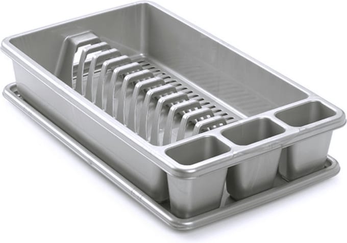 PlasticForte Afdruiprek met lekbak - zilvergrijs - 45 x 26 cm - afwasrek