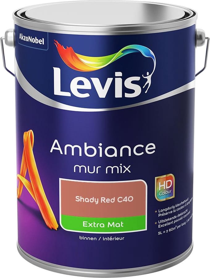 Levis - Ambiance Mur Extra Mat Mix - Shady Red C40 - Mengverf - 5 L
