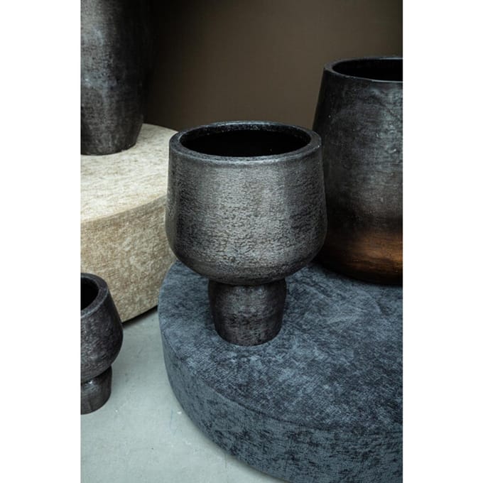 PTMD - Pot Wayan - Zwart - 51.5x51.5x59cm - Set van 3