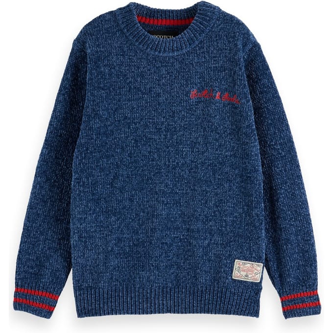 Scotch & Soda Boy Regular-fit Velvet Chenille Pullover Insignia Blue Größe: 6 | Strickjacken Outlet | kids | Blau
