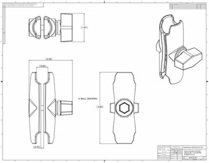 RAM Mounts klemarm middellang 90 mm voor B-type 1" kogelbasis