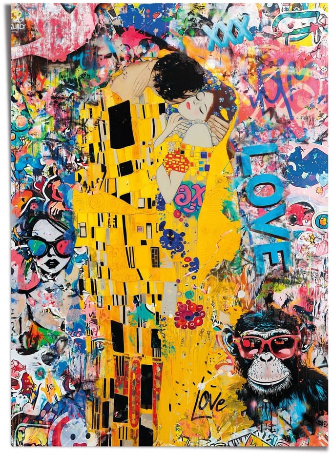 XXL Poster Modern Kiss - 140 x 100 - Papier - REINDERS