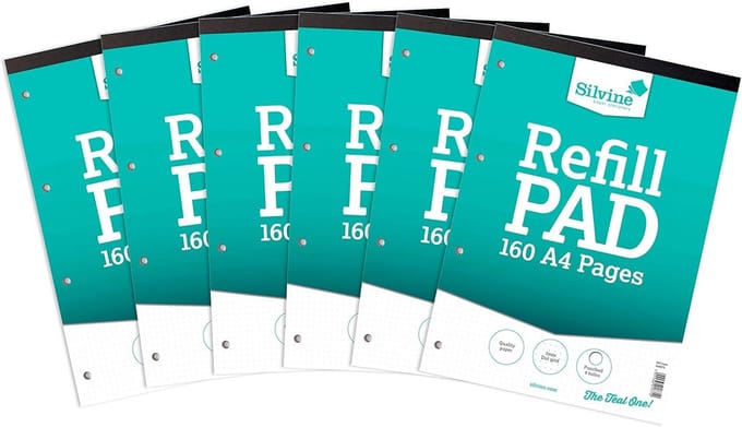 A4 Navulpads 160 Pagina's Pack van 6 75gsm 5mm Grijs Dot Grid