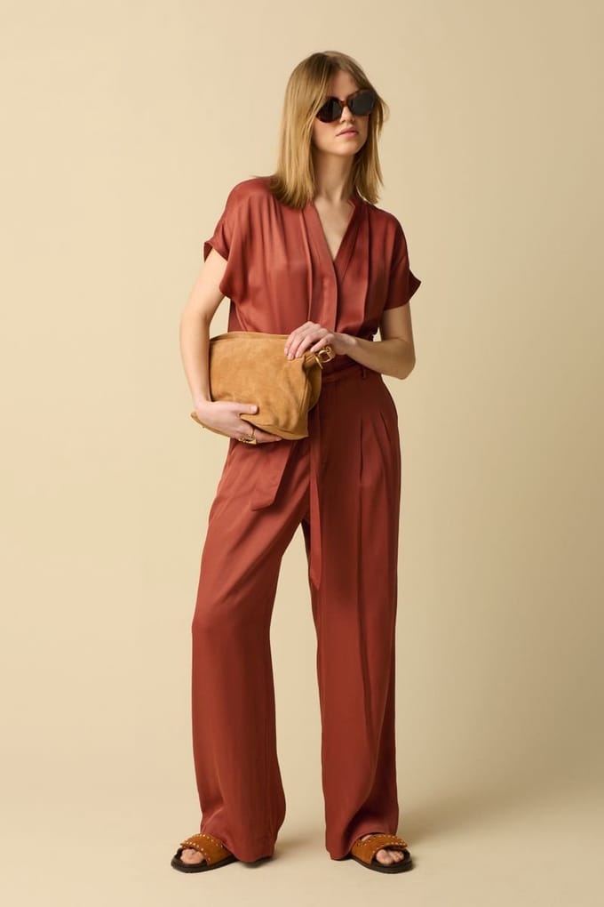Sissy-Boy - Donkerrode jumpsuit met ceintuur