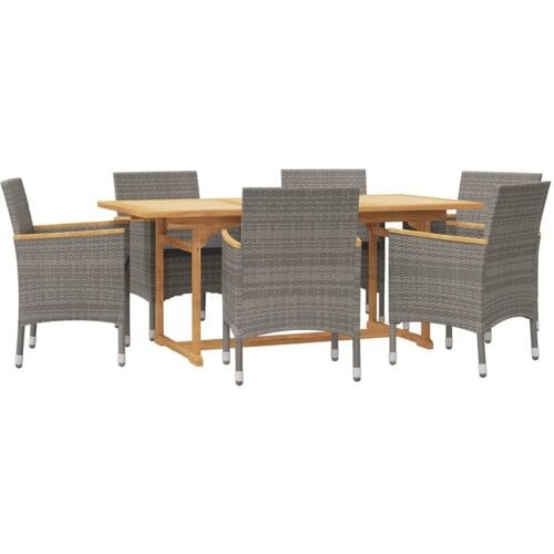 vidaXL - 7-delige - Tuinset - met - kussens - grijs