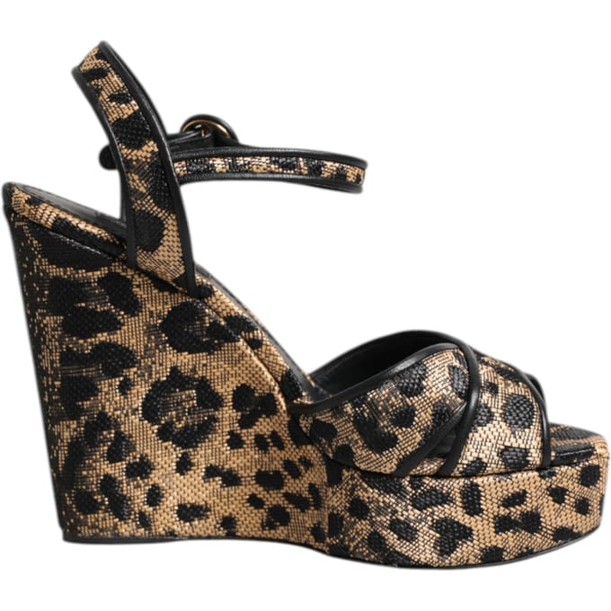 Dolce & Gabbana Bruine Luipaard Wedges Enkelsandalen Schoenen