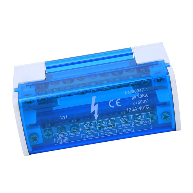 Eindverdeeldoos Din Rail 2 Niveaus Enkelfasig met Transparante Stofkap 211
