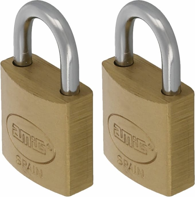 Amig Hangslot met 2 sleutels - 2x - 25 mm - messing - kofferslot