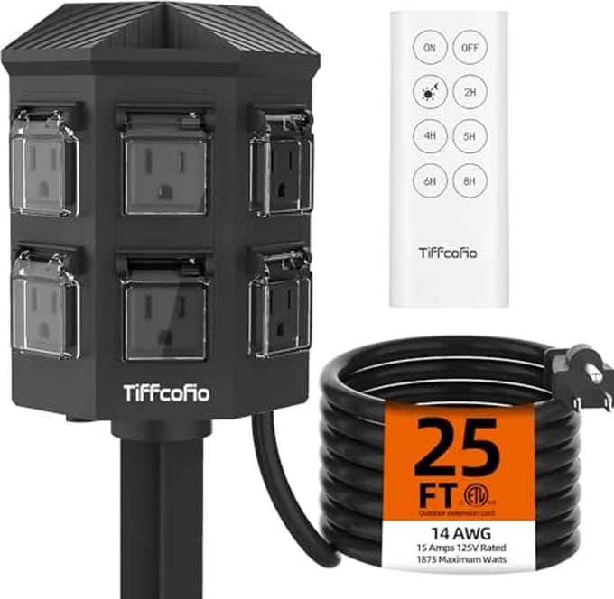 Grondpen voor Buiten met Timer en Afstandsbediening, 6m Kabel en Sensor