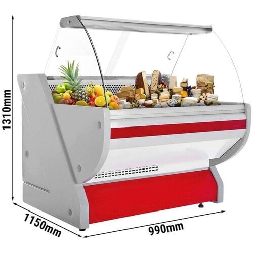 GGM Gastro Kühl-/ Fleischtheke - 1000mm - Rot - mit Fleischlicht & beleuchteter Frontblende