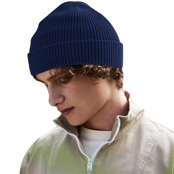 Beechfield Wafelmuts van biologisch katoen (Marine Oxford)