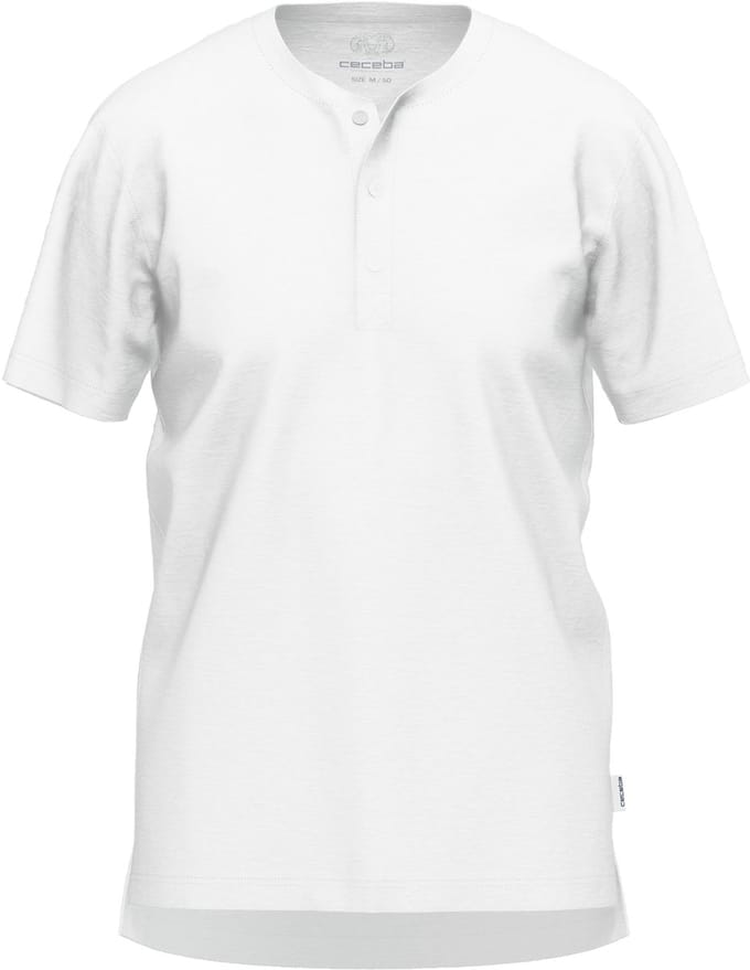 Ceceba heren T-shirt korte mouw met O-hals en knoopjes (1-pack) - wit