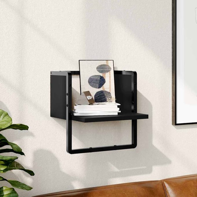 vidaXL - Wandschap - met - stang - 30x25x30 - cm - zwart