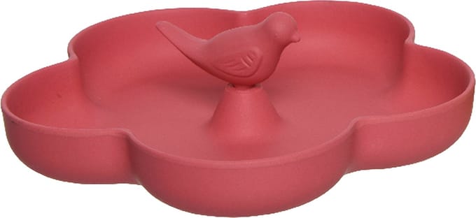 Decoris Vogelbad - bamboe hout - roze - 23 cm - voederbak - drinkschaal