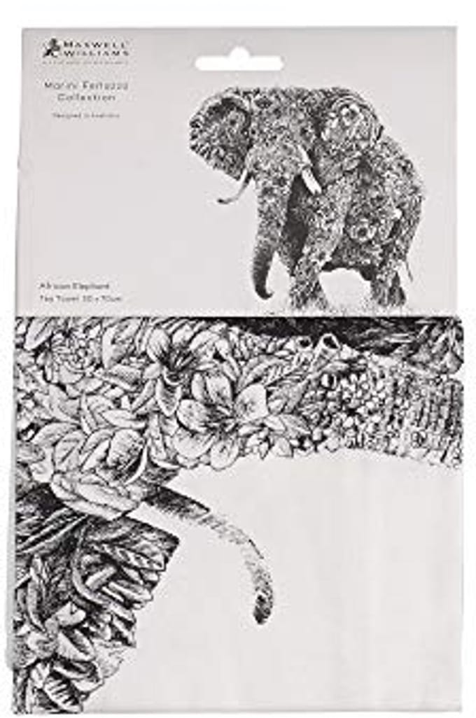 Keukendoek met Afrikaanse Olifant - 100% Katoen - 50 x 70 cm