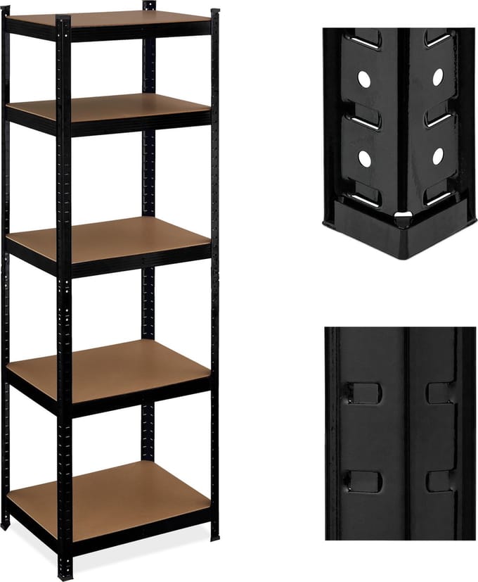 Stellingkast - 500 kg - 180x60x45 cm - staal - zwart