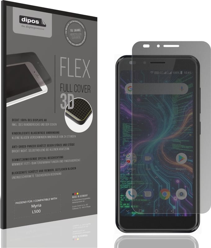 dipos FLEX – Matte Privacy Screenprotector geschikt voor Myria L500 | Volledige Schermbescherming | Case-Friendly