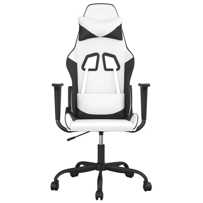 vidaXL - Massage - gamestoel - kunstleer - wit - en - zwart
