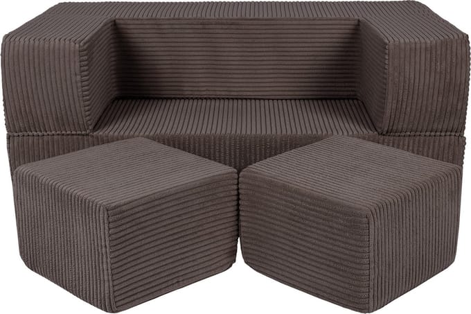Kindersofa van zacht velours - Bruin