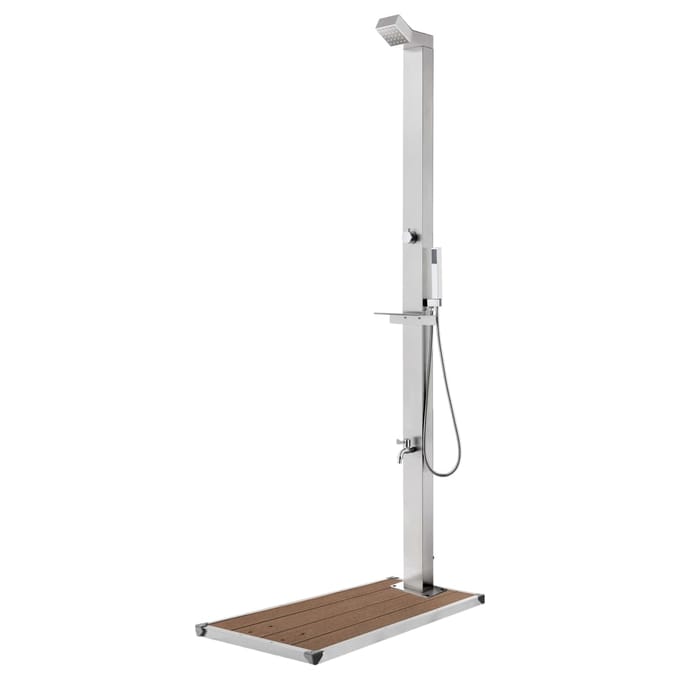 vidaXL - Buitendouche - met - bruine - basis - 225 - cm - roestvrij - staal
